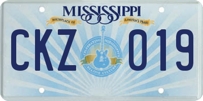 MS license plate CKZ019