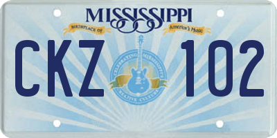 MS license plate CKZ102