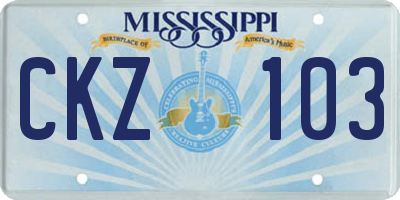 MS license plate CKZ103