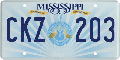 MS license plate CKZ203