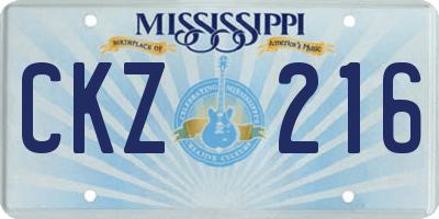 MS license plate CKZ216