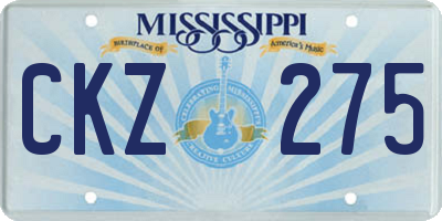 MS license plate CKZ275