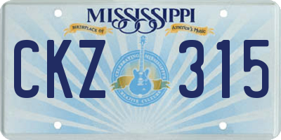 MS license plate CKZ315