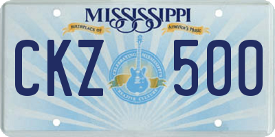 MS license plate CKZ500