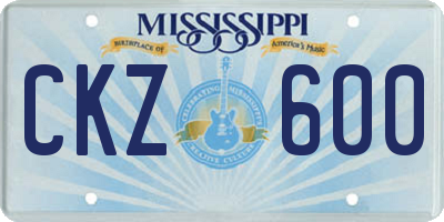 MS license plate CKZ600