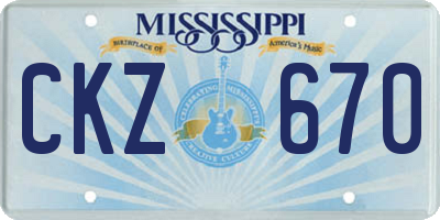 MS license plate CKZ670