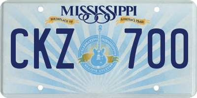 MS license plate CKZ700