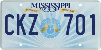MS license plate CKZ701