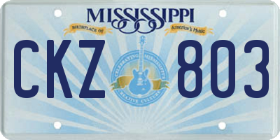 MS license plate CKZ803