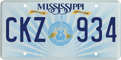 MS license plate CKZ934