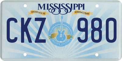 MS license plate CKZ980