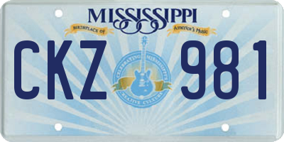 MS license plate CKZ981