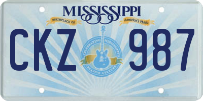 MS license plate CKZ987