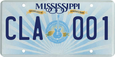 MS license plate CLA001