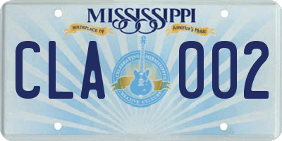 MS license plate CLA002