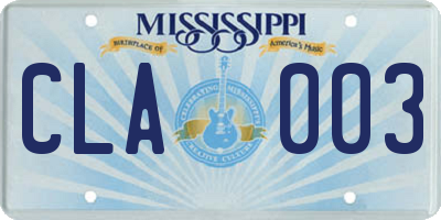 MS license plate CLA003
