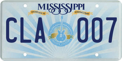 MS license plate CLA007