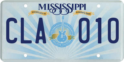 MS license plate CLA010
