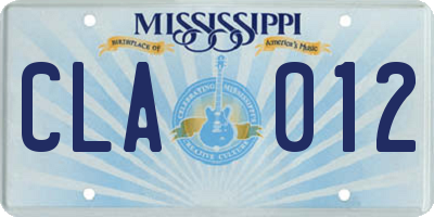 MS license plate CLA012