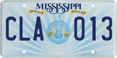 MS license plate CLA013