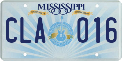 MS license plate CLA016