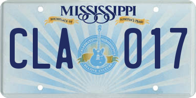 MS license plate CLA017
