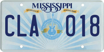 MS license plate CLA018