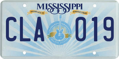 MS license plate CLA019