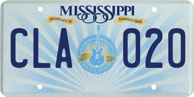 MS license plate CLA020