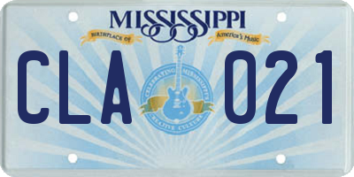 MS license plate CLA021