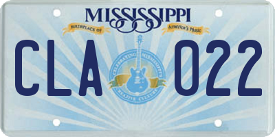 MS license plate CLA022
