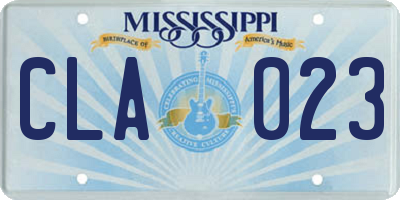 MS license plate CLA023