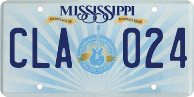 MS license plate CLA024