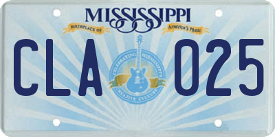 MS license plate CLA025