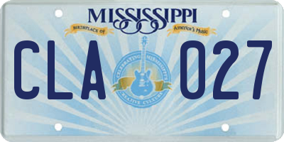 MS license plate CLA027