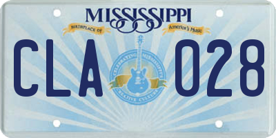 MS license plate CLA028
