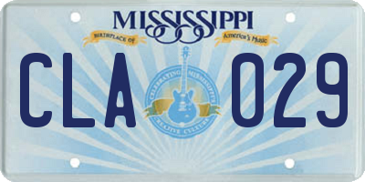 MS license plate CLA029