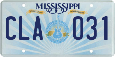 MS license plate CLA031