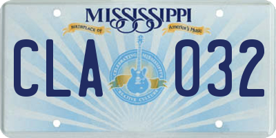 MS license plate CLA032