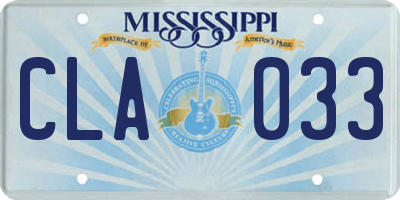 MS license plate CLA033