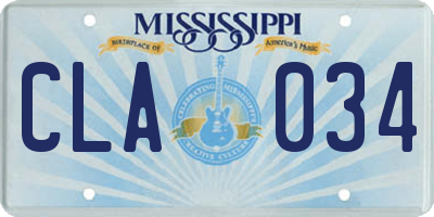MS license plate CLA034