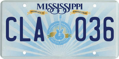 MS license plate CLA036
