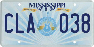 MS license plate CLA038