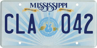 MS license plate CLA042
