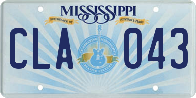 MS license plate CLA043