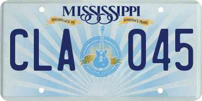MS license plate CLA045