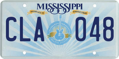 MS license plate CLA048
