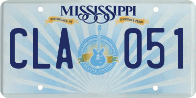 MS license plate CLA051