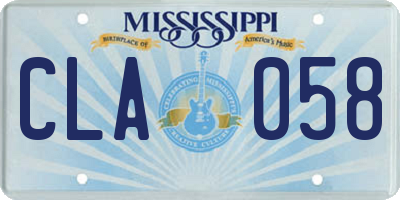 MS license plate CLA058
