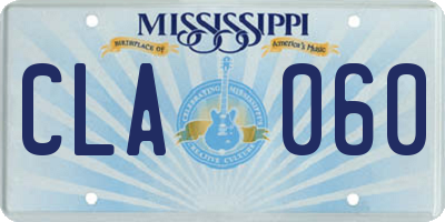 MS license plate CLA060